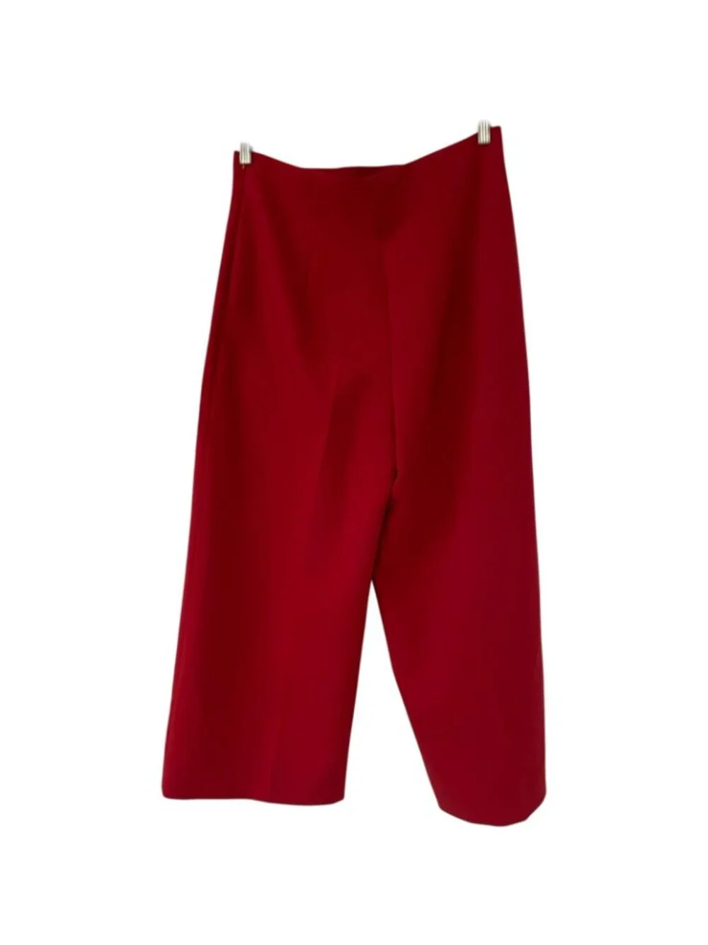 Zara Womens Wide Leg Cropped Trousers Size XL Red High Waisted 7149/266 NWT